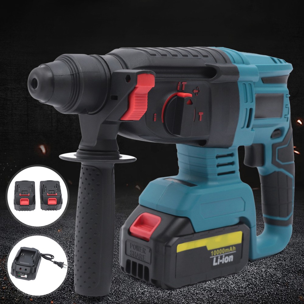21V Cordless Brushless Hammer Demolition Concrete Jack Hammer W/ Charger 1100rpm