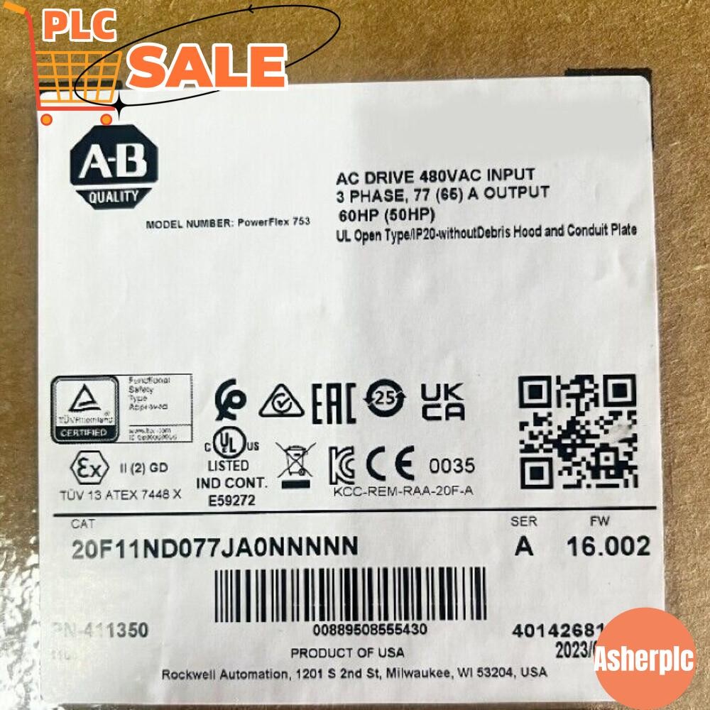 New 20F11ND077JA0NNNNN Allen-Bradley PowerFlex 753 77A AC Drive  US Free Tax