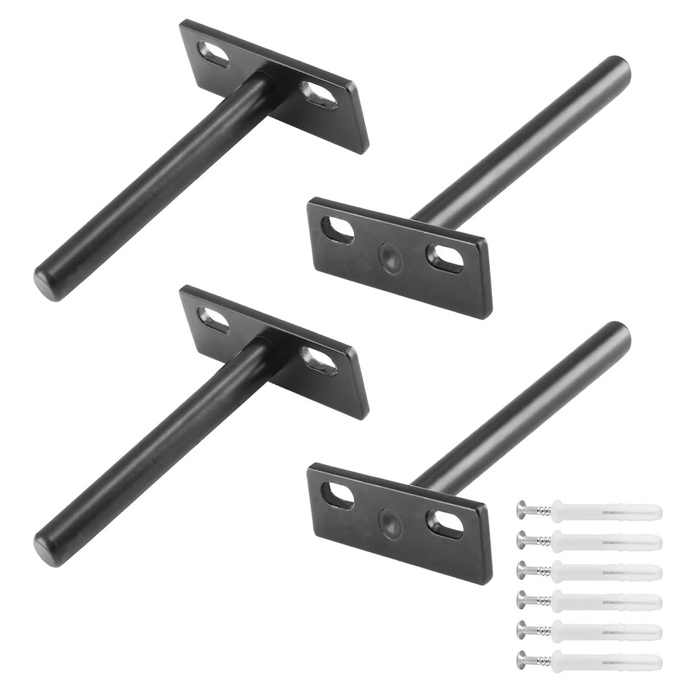 4 Pcs Heavy Duty Black Floating Shelf Brackets 4 Inch Blind Supports