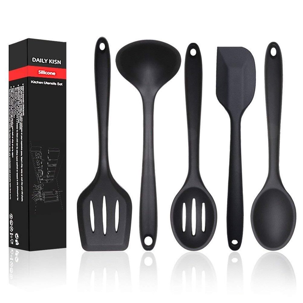 Silicone Kitchen Utensils Set, 5 PCS Non Stick Cooking Tools, Silicone Spatul...
