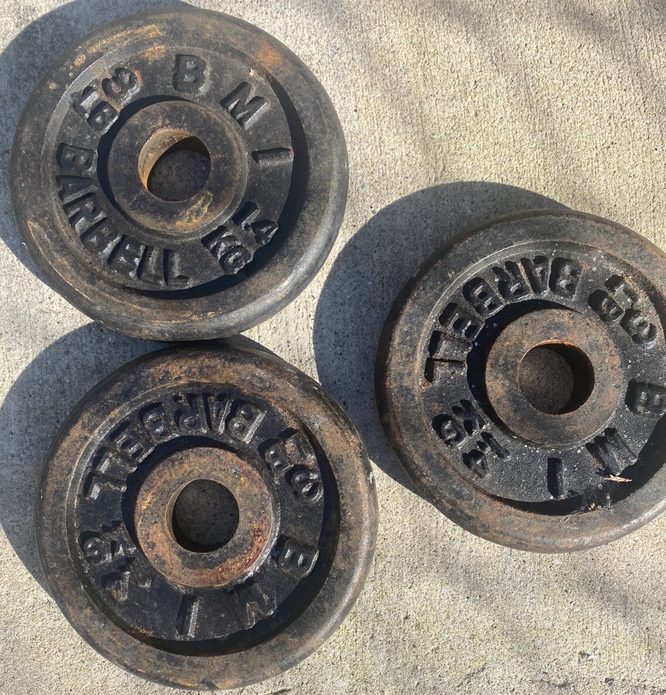 (3) Three BMI Vintage 3 LB Weight Plates