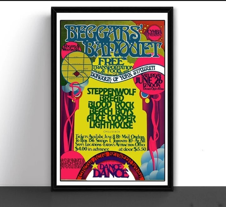 Beggar's Banquet Music Festival Concert Tour Poster Toronto June 1971