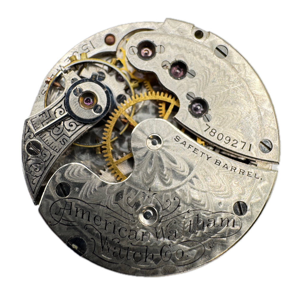 Antique 0s 1896 Waltham Fancy 7 Jewel Hunter Pocket Watch Movement Seaside USA