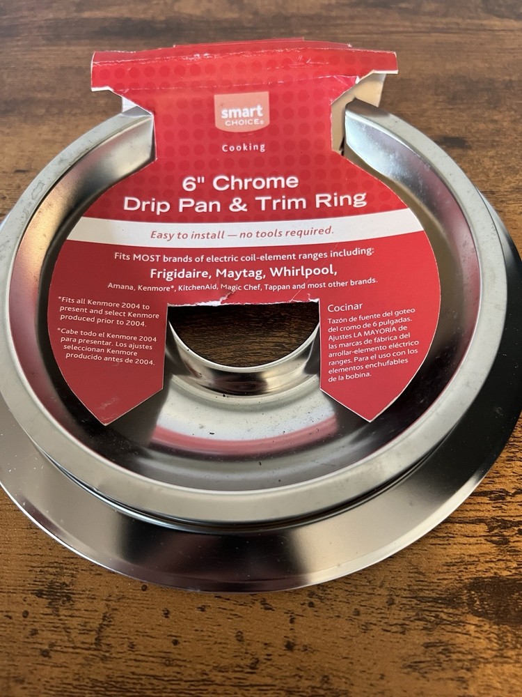 Smart Choice 6-Inch Drip Pan & Trim Ring Compatible with Electric Coil Ranges