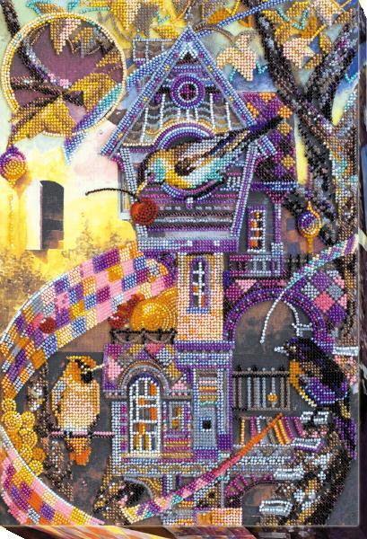 Bead embroidery kit Bird Town needlework kit Art canvas beadwork pattern