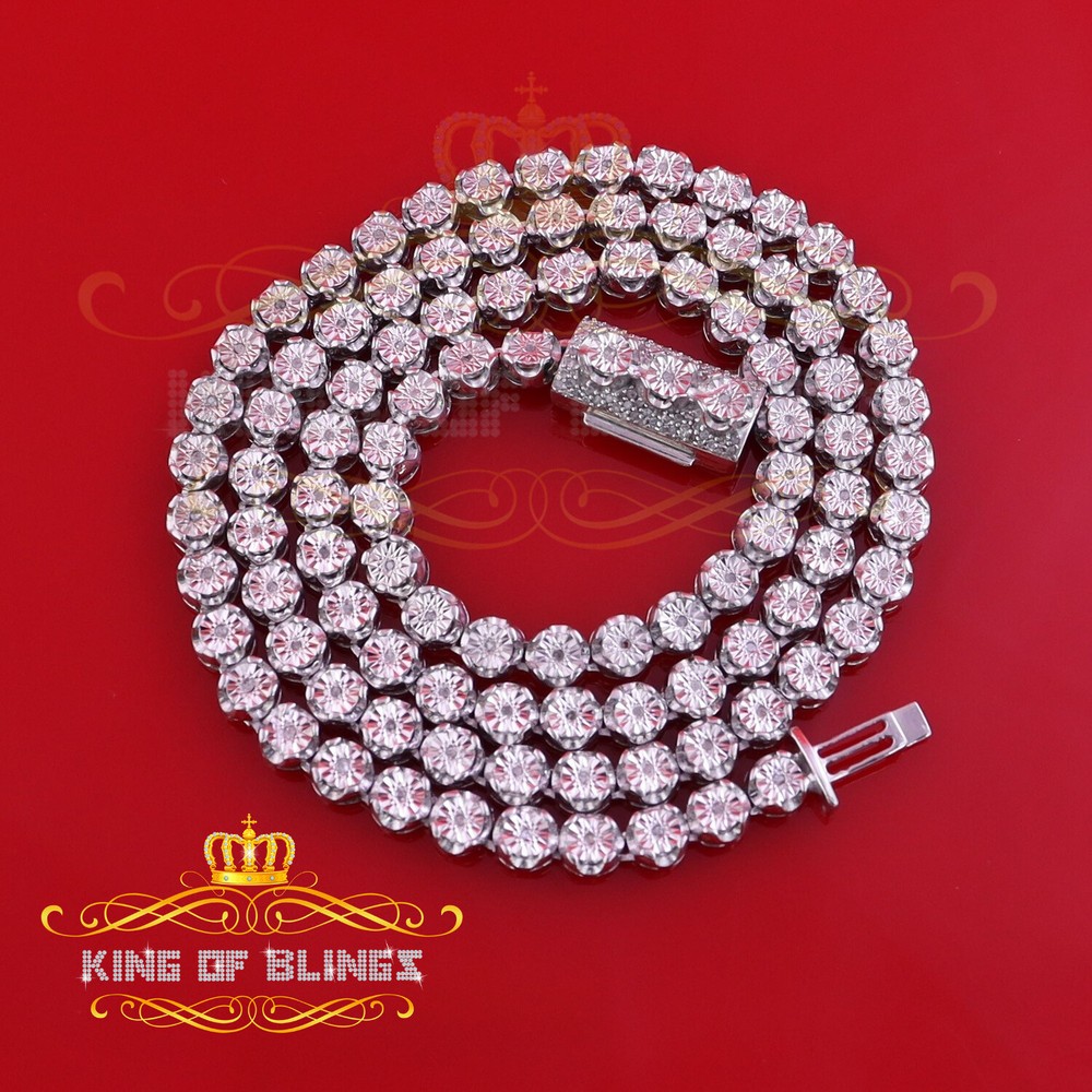 0.66ct Miracle Set Diamond Silver Tennis Necklace 22 Inch 6mm Wide