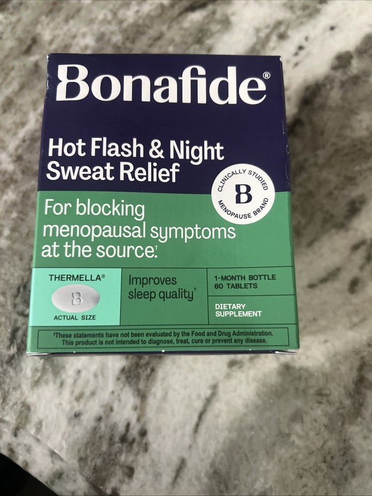 Bonafide Thermella Menopause Hot Flash Relief 30-Day Supply Tablets NIB Exp 4/27