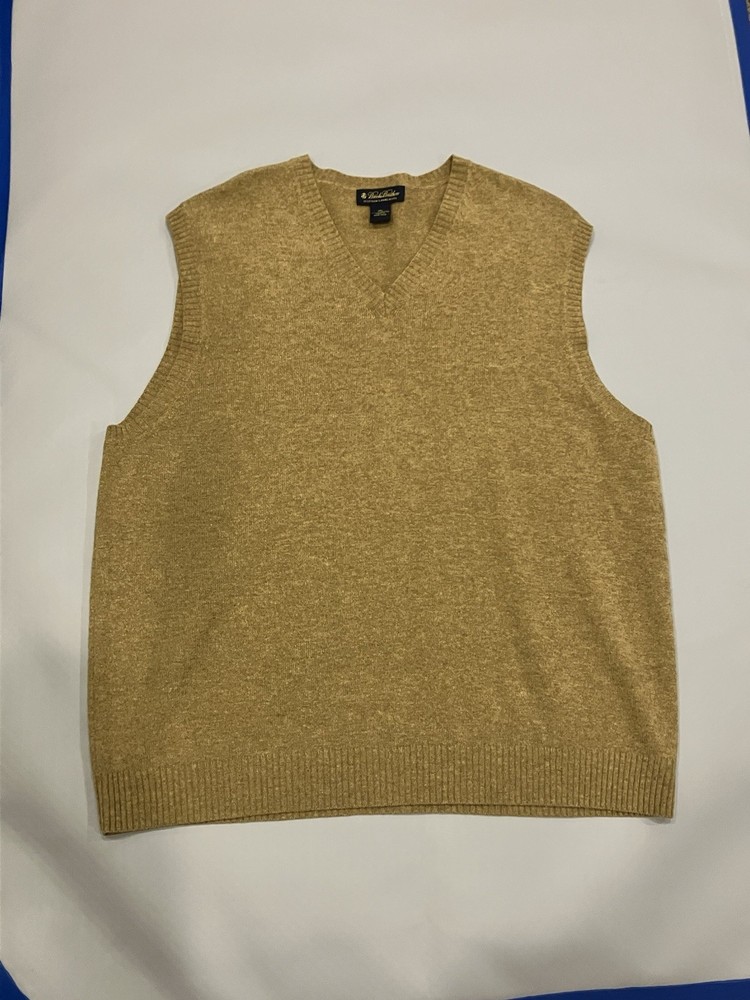 VTG Brooks Brothers 100% Scottish Lambswool Sweater Vest Mens XXL Preppy V Neck