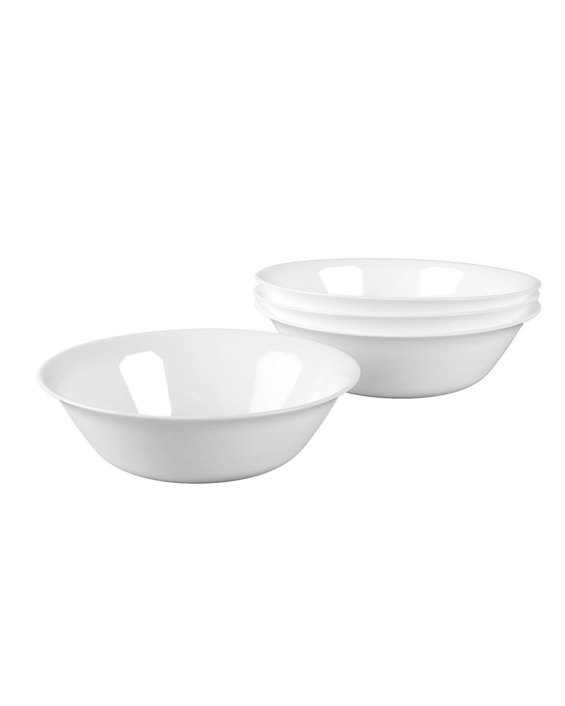 14 oz White Opal Glass Cereal Bowl Set of 4, Dishwasher Safe 6.5 Inch Bowls