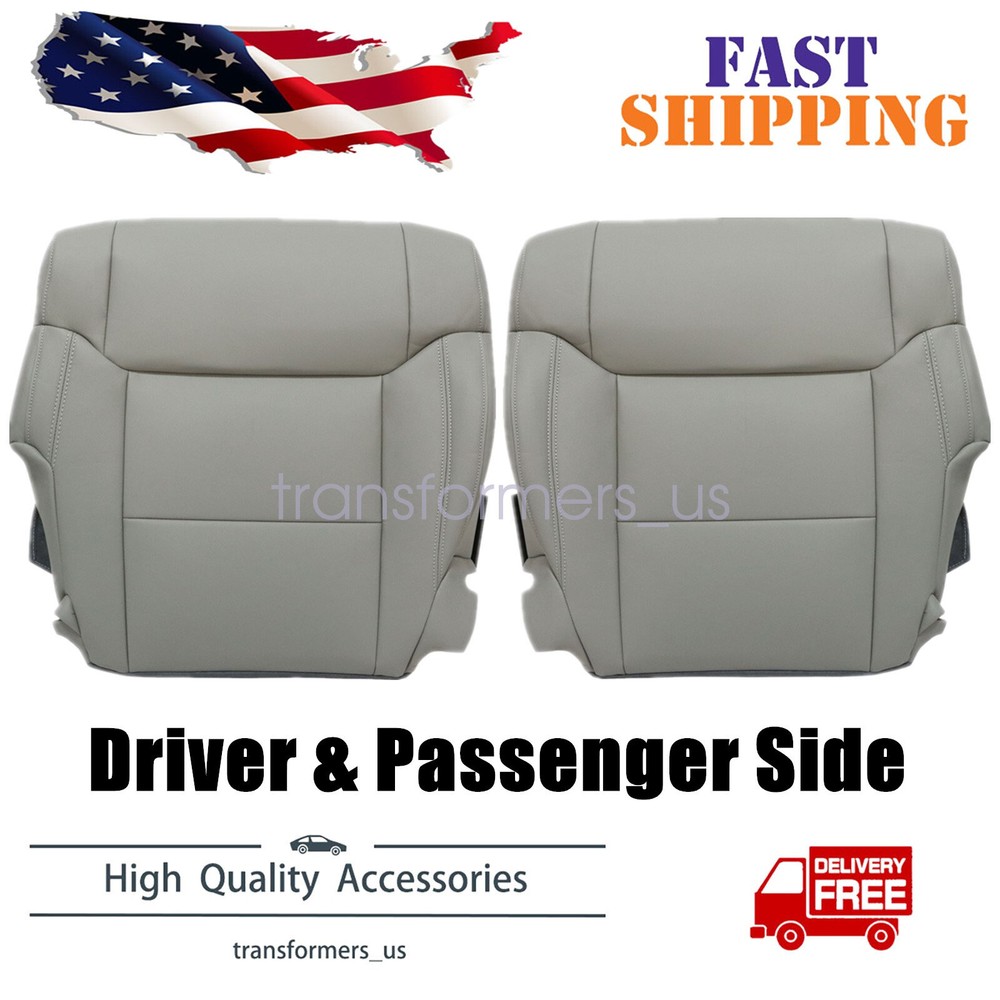 For 2014 to 2020 Toyota Tundra Driver & Passenger Bottom Leather Seat Cover Gray