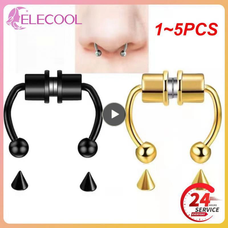 1~5PCS Stainless Steel Magnet Nose Ring Horseshoe Ring Nose Clip Non-pierced Nos