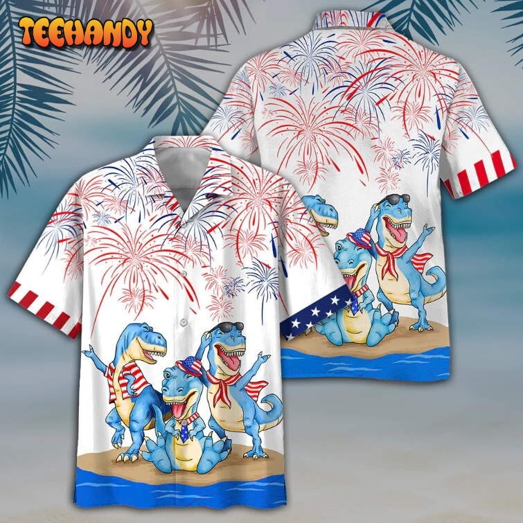 Dinosaur Hawaiian Shirt Dinosaurus Independence Day 3D Full Hawaiian