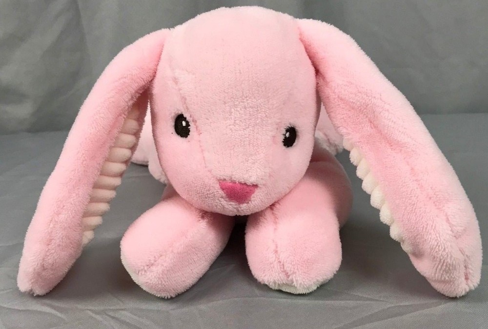 Spark Create Imagine Pink White Bunny Rabbit Plush Stuffed Animal Rattle Crinkle