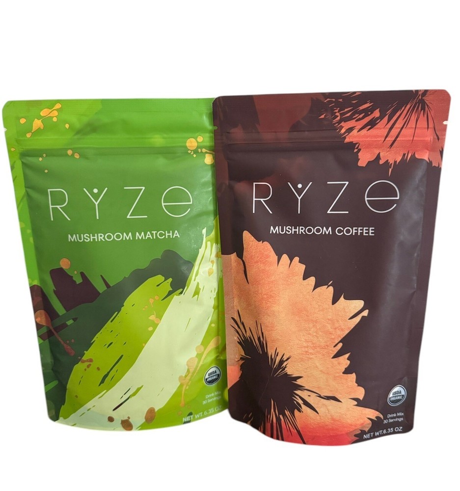 2 Pack Combo RYZE Mushroom Coffee & Matcha 100% Authentic Blend