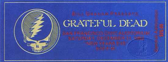 Grateful Dead 1983 NYE Concert Ticket San Francisco Civic Auditorium-image