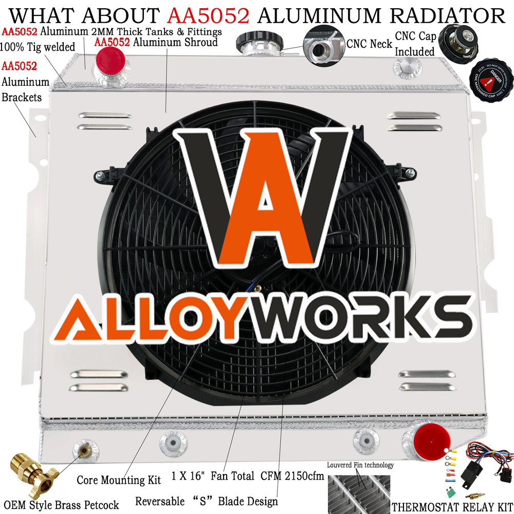 4 Row Radiator Shroud Fan For 68-73 Dodge Coronet Charger Plymouth Satellite AT