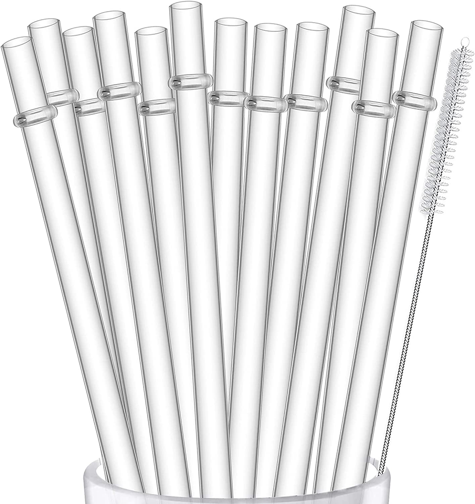 12-Pack 13 Inch Extra Long Reusable Clear Plastic Straws for Tumblers