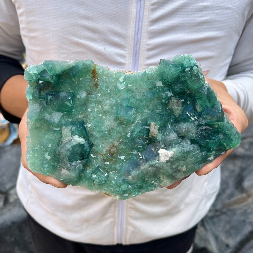2.4LB natural stunning green fluorite crystal ore specimen for collectors