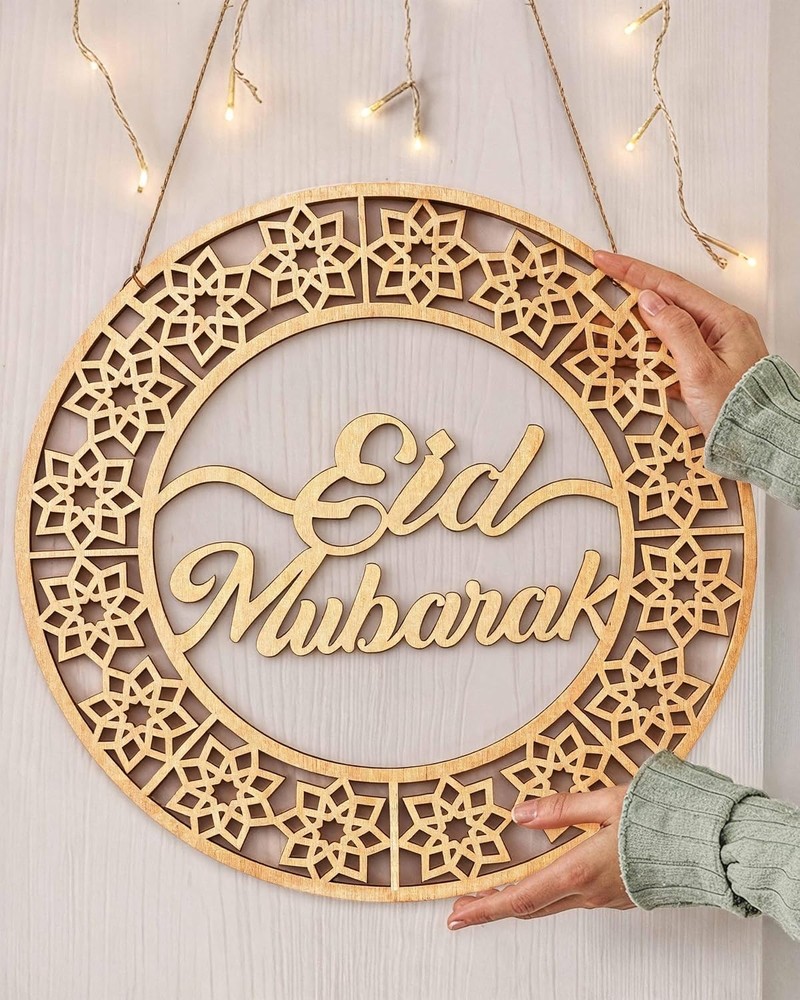 OLEEK ramadan door wreath (12in) ramadan mubarak sign - ramadan decorations for