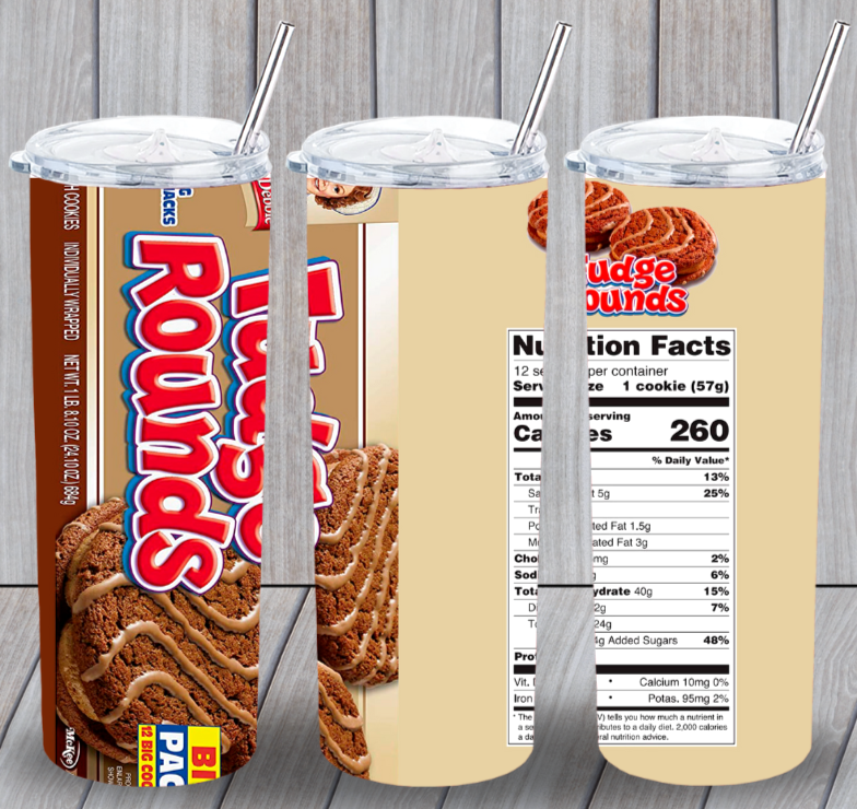 Little Debbie Fudge Rounds Multicolor 20oz Insulated Tumbler Lid Straw New