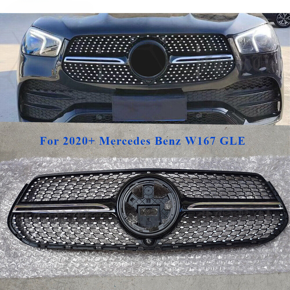 ⭐For 2020+ Mercedes Benz W167 GLE Front Grille Black Grill Mesh Grilles Silver