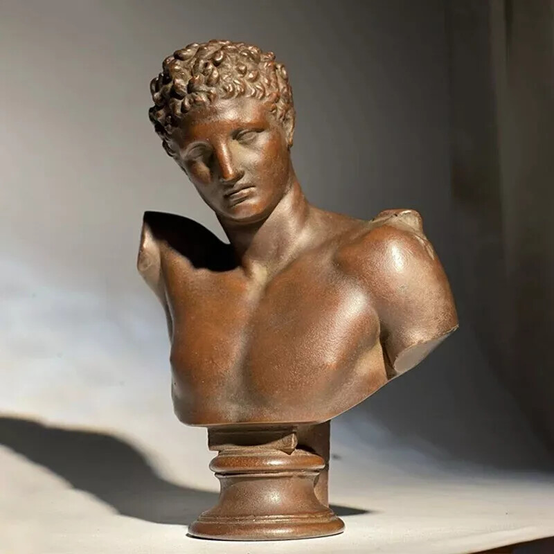 Handcrafted Bronze Hermes Sculpture - Ancient Greek Art Statue, Home Office Deco