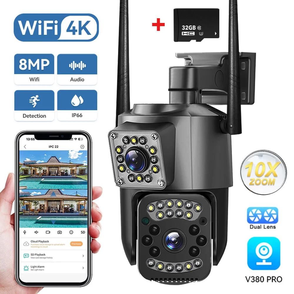 Outdoor 4MP IP Camara De Seguridad WIFI V380 Inalambrica HD Con Audio Para Casa