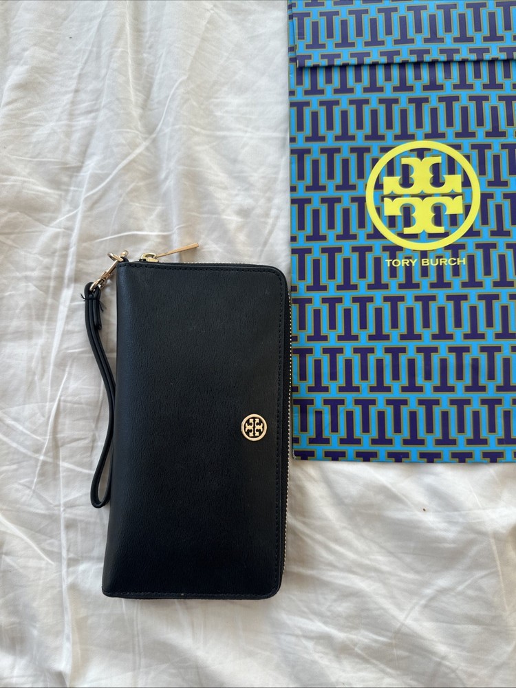 Tory Burch Parker Zip Leather Continental Women's Wallet - Black