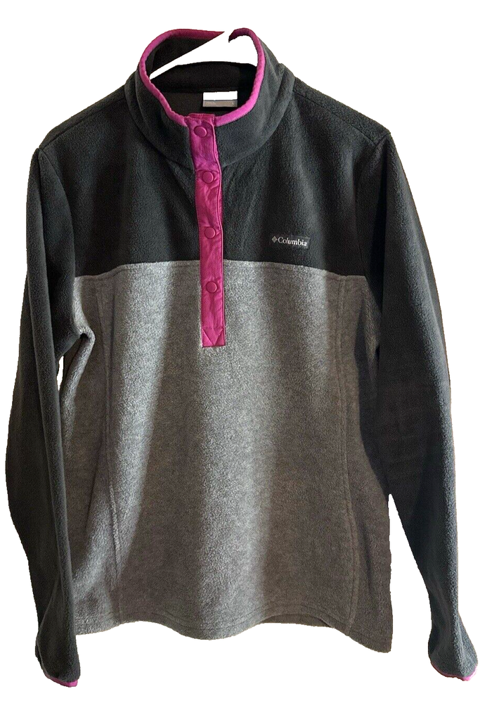 Columbia Women's Benton Springs Large Grey & Pink Fleece Pullover