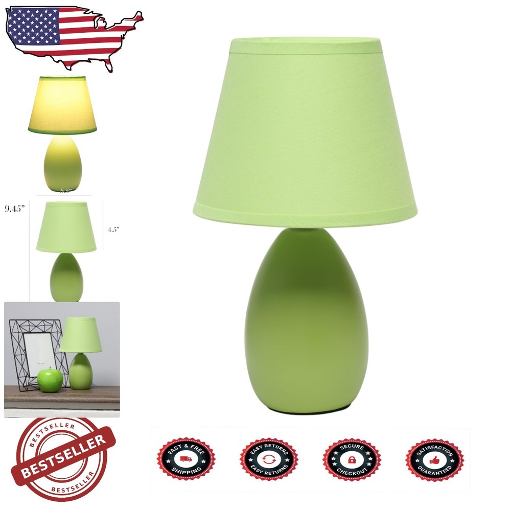 Contemporary 2-Pack Green Ceramic Table Lamps - 9.45” Stylish Illumination