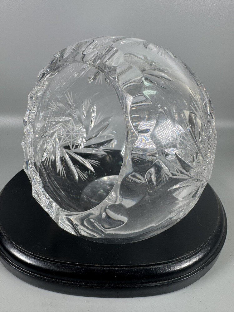 Cut Crystal Starburst Trinket Dish Ashtray Bowl Paperweight 4” Vintage