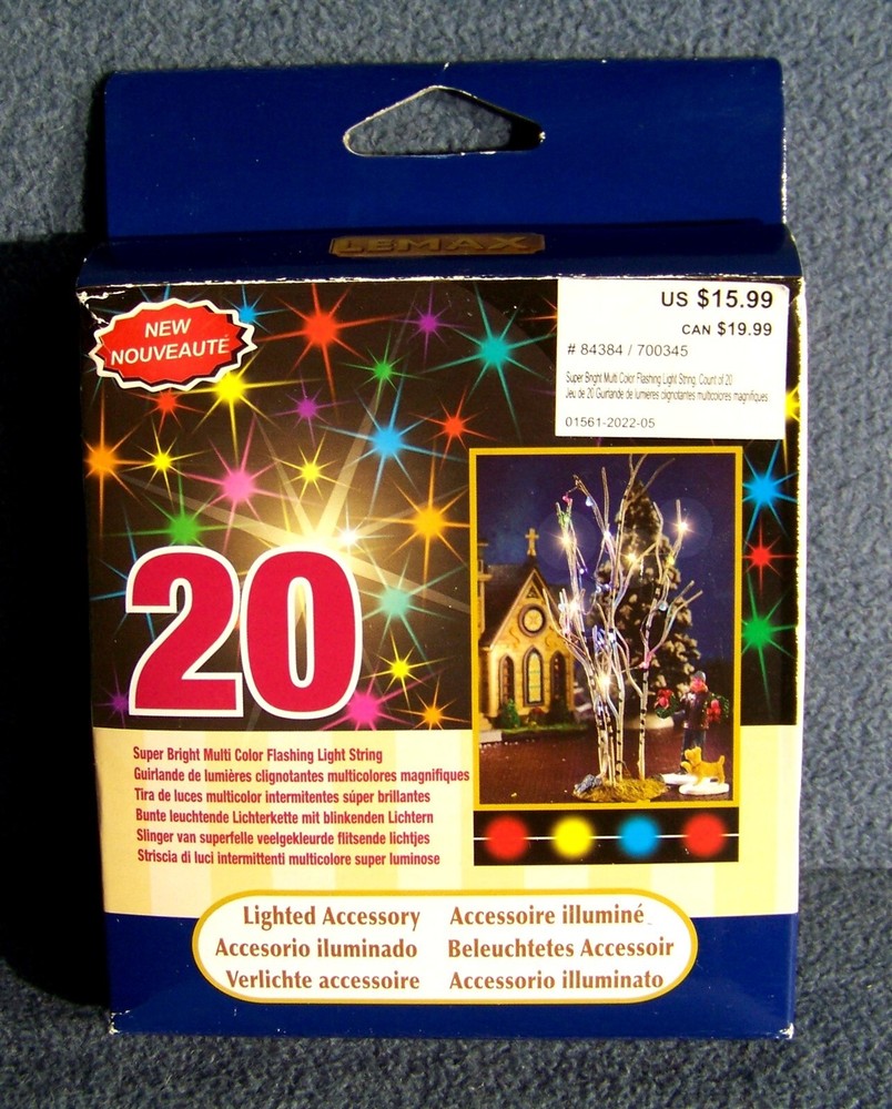 Lemax Super Bright 20 LED Multi-Color Flashing Light String 84384 New