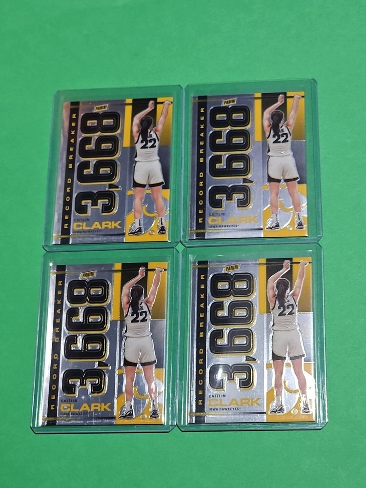 Lot of 4 Caitlin Clark 2024 Panini Record Breaker Chrome 3,668 Iowa Cards RB-CC