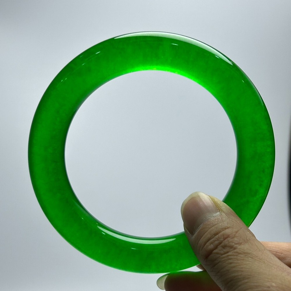 Certified Natural high Icy Green Burmese Jade jadeite bracelet bangle 61-62mm