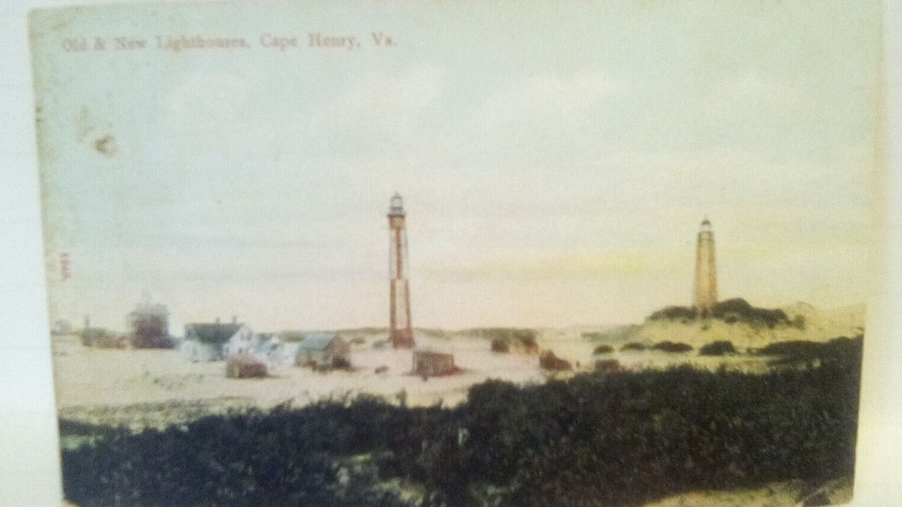 Cape Henry Virginia Postcard Old and New Lighthouses and Buildings 1908 UA