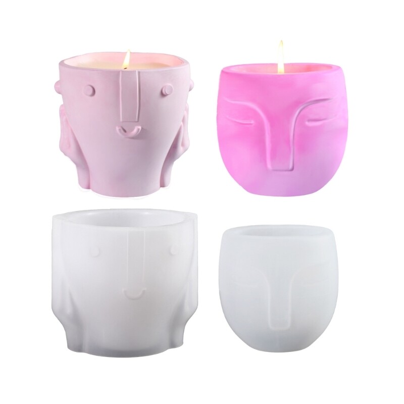 Silicone Face-Shaped Flower Vase Mold for DIY Flowerpot Crafting