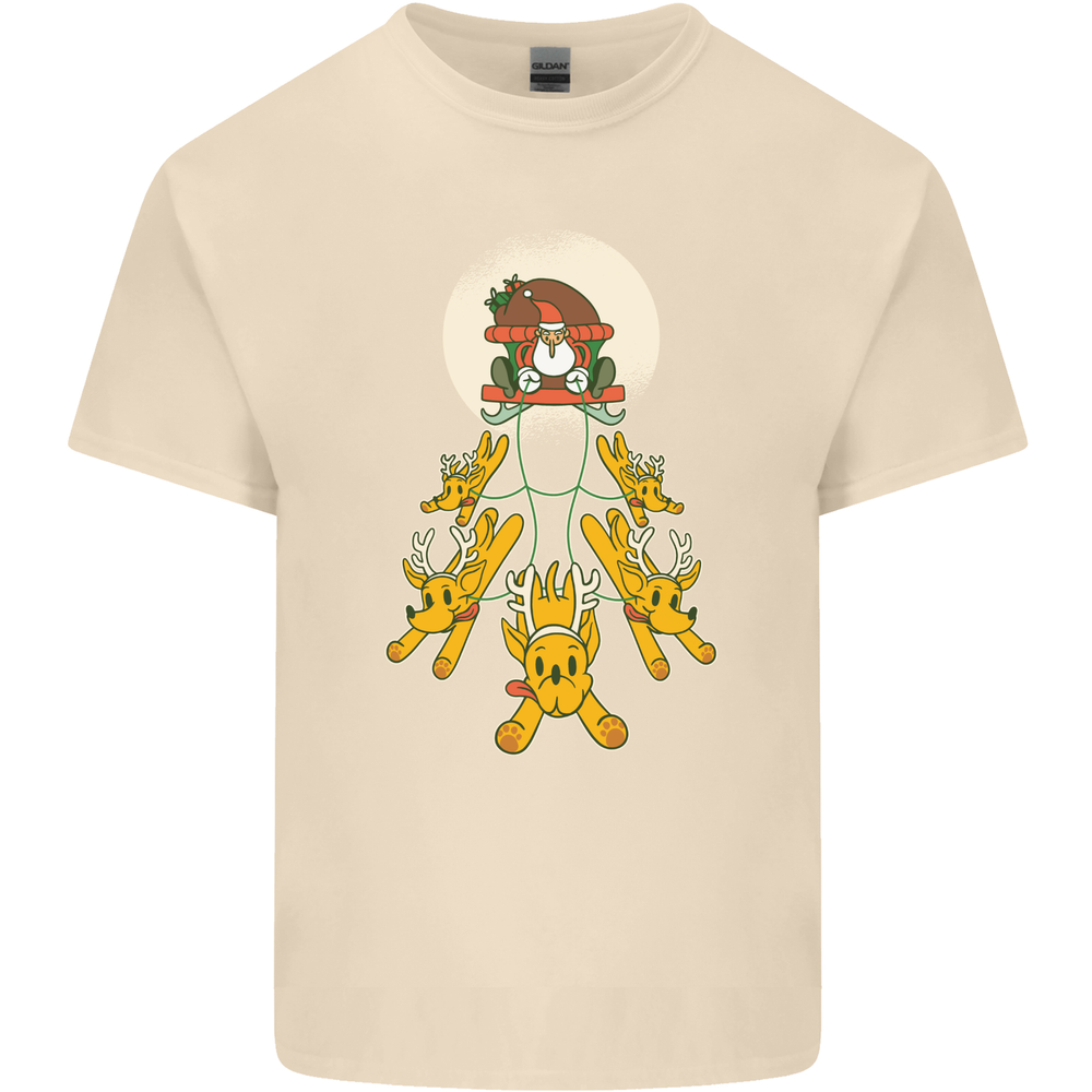 Christmas Sleigh Dogs Mens Cotton T-Shirt Tee Top