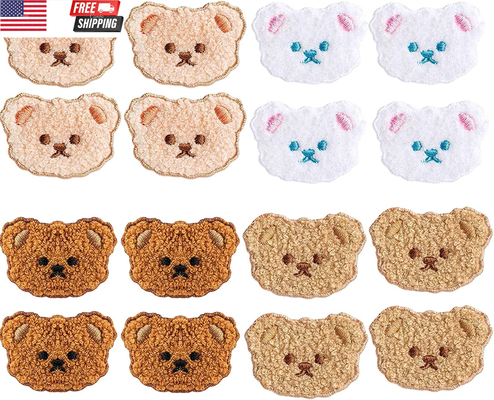 16 Cute Cartoon Bear Embroidery Patches for Clothing DIY Crafts