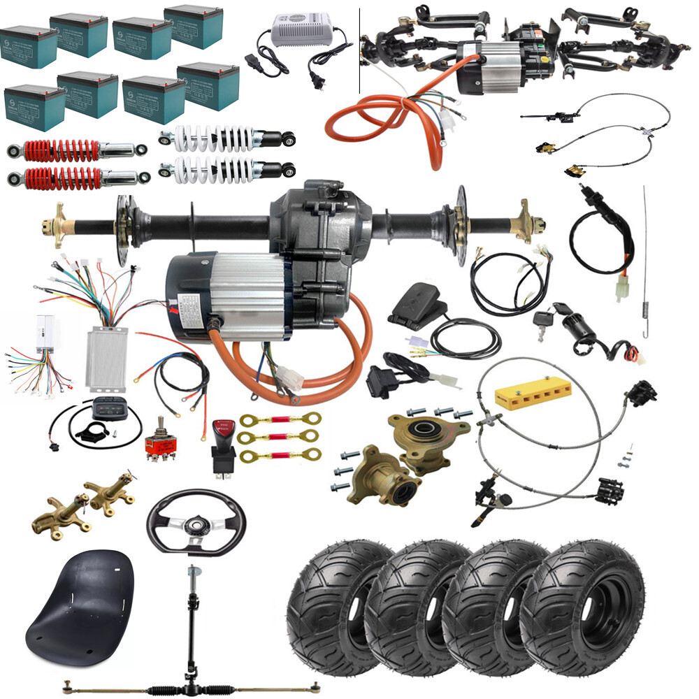 4WD Front Rear Axle Kit with Differential Motor & Steering Swing Arms