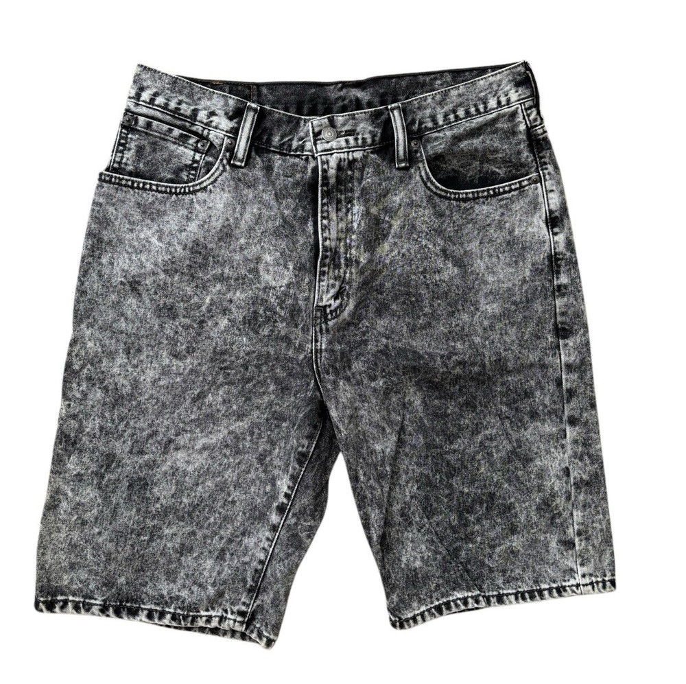 Levi's 569 Jean Shorts Mens Size 34 Gray Acid Wash Baggy Relaxed Fit High Rise
