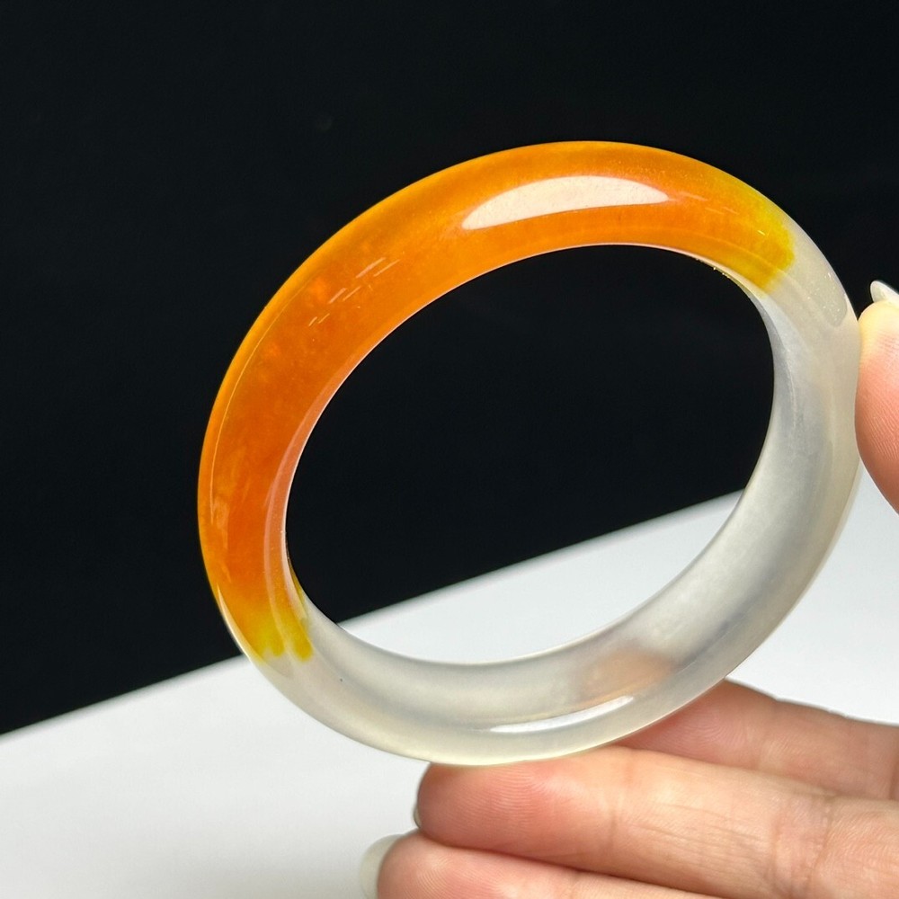 Certified Natural high Ice yellow Burmese Jade jadeite bracelet bangle 59-60mm