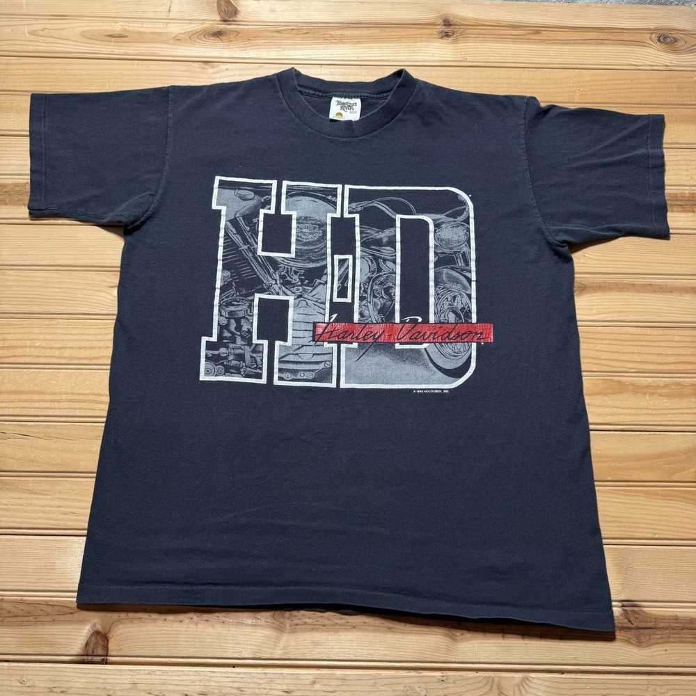 Vintage 1992 Harley-Davidson HD Graphic Motorcycle Biker T-Shirt Men's - Large