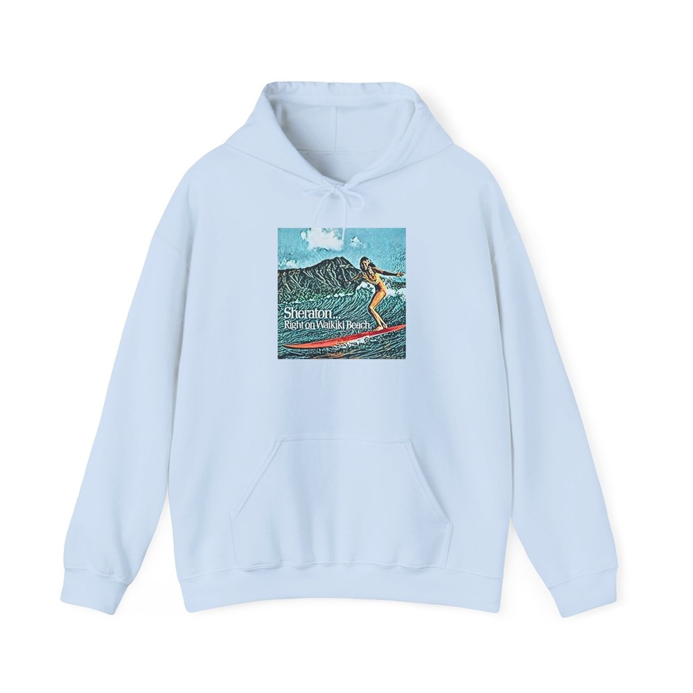 Sheraton Waikiki Beach Graphic Print LS Unisex Heavy Blend Hooded Sweatshirt NEW