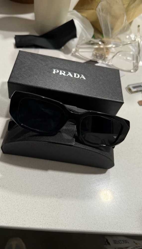 Prada Black Sunglasses Includes Box & Case Rectangular Designer