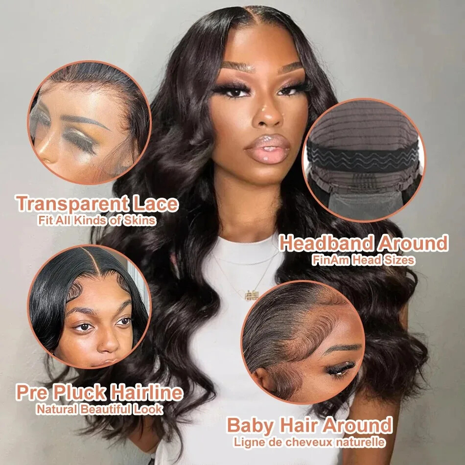 Brazilian Body Wave Glueless Wig with Transparent Remy Lace Frontal Human Hair