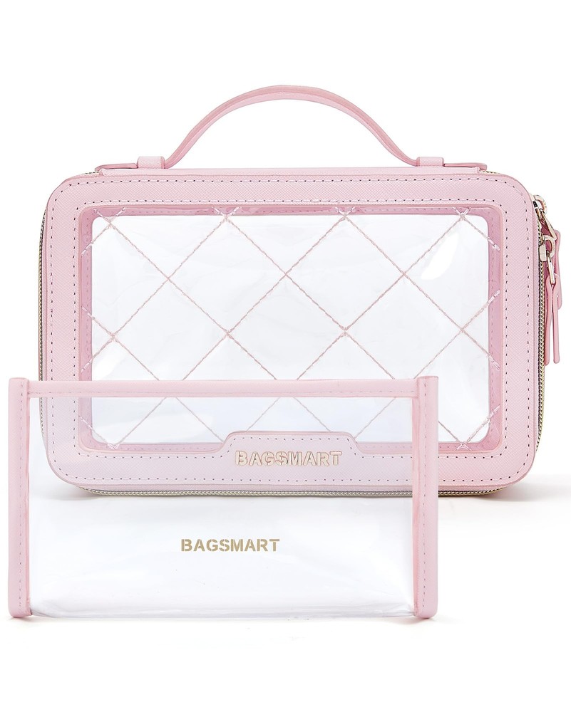 BAGSMART TSA-Approved Clear Makeup and Toiletry Travel Bag Set
