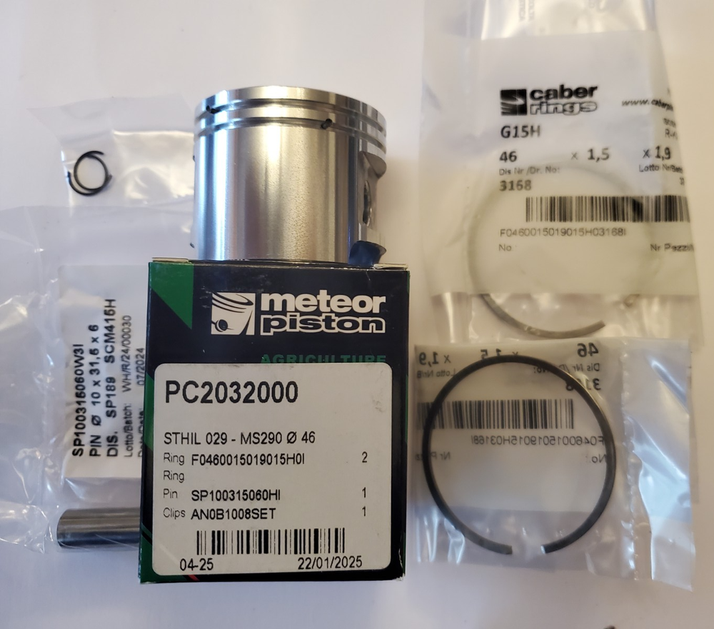 STIHL 029 MS290 46MM METEOR PISTON KIT WITH CABER RINGS BEST PRICE