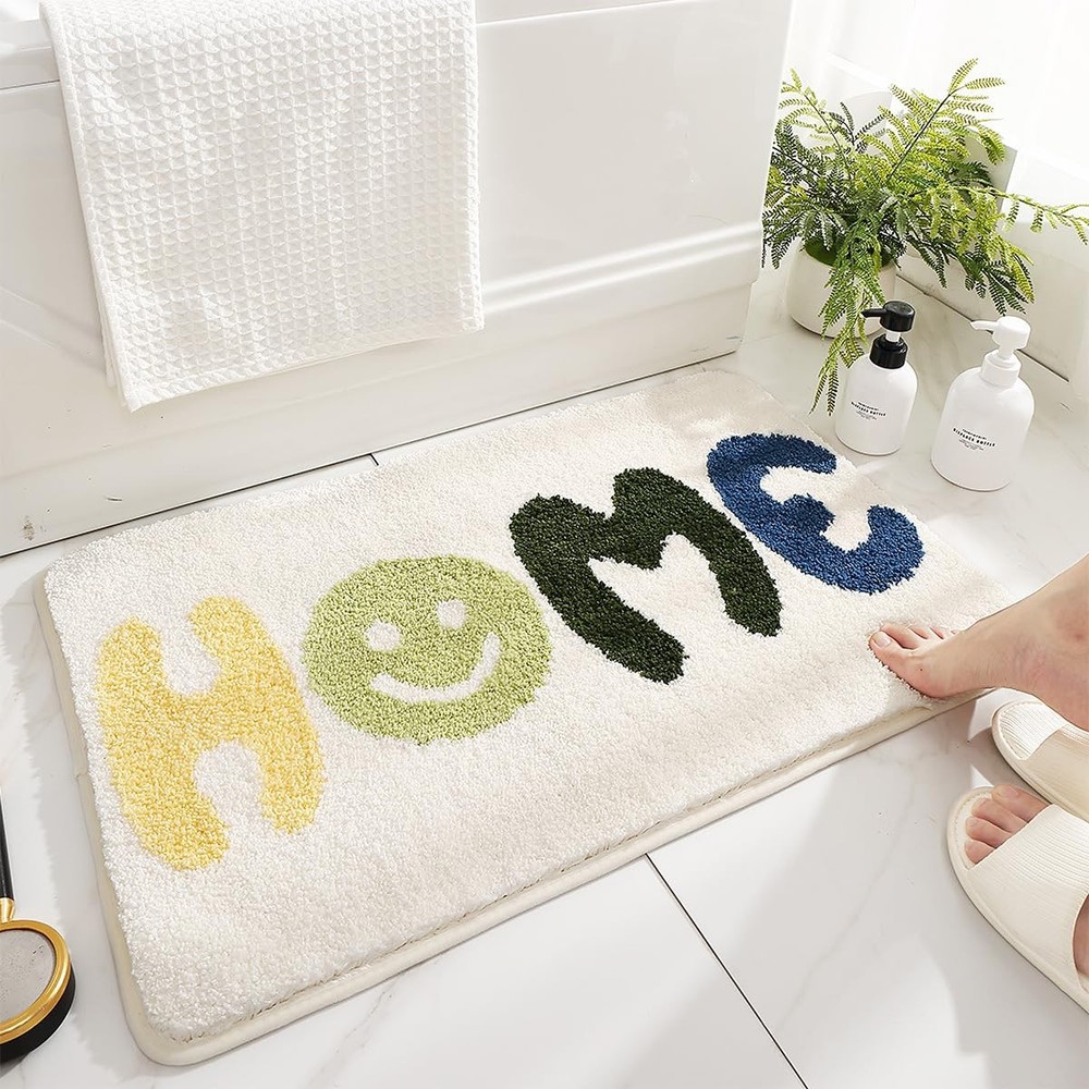 Non-Slip Beige Bathroom Rug 31x20 Inches Water Absorbent Soft Bath Mat