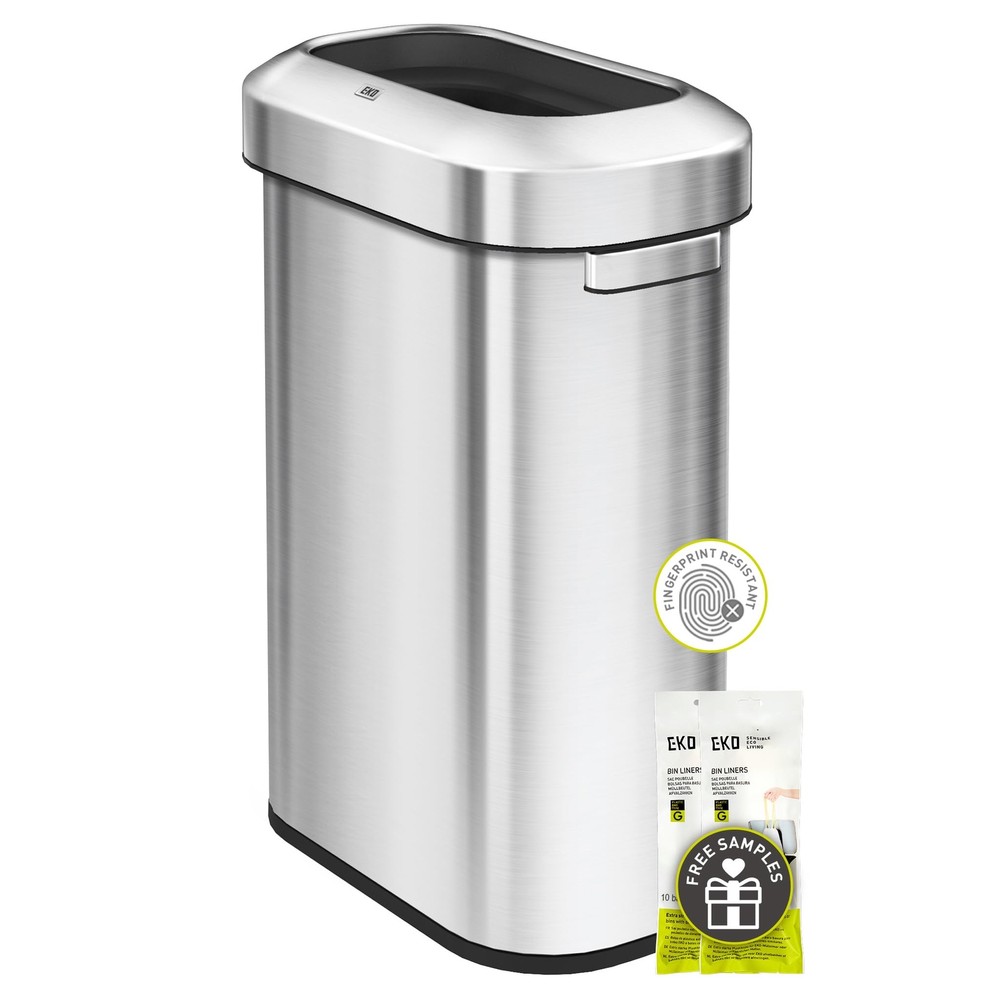 Urban 24 Gallon/ 90 Liter Open Top Stainless Steel Slim Commercial Trash Can,...