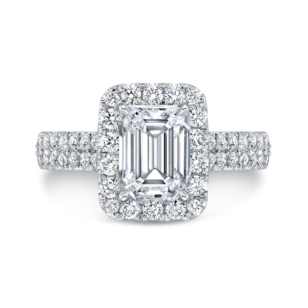 18k White Gold Diamond Ring 2 Ct Emerald Cut  IGI E F  VVS2 Lab Grown Engagement